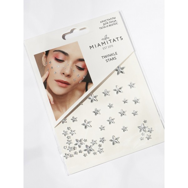 Miamitats Кристаллы на клейком слое для лица, волос и тела Twinkle stars