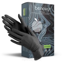 Нитриловые перчатки BENOVY XS Черные 50 пар
